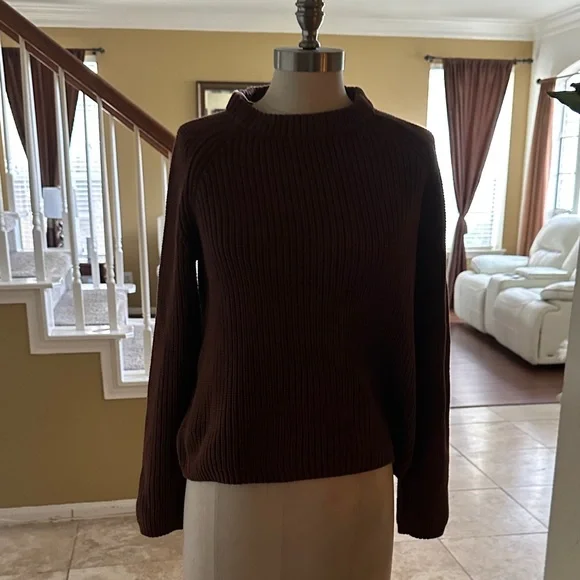 Quince Chocolate Brown Crew Neck Sweater - Picture 1 of 4